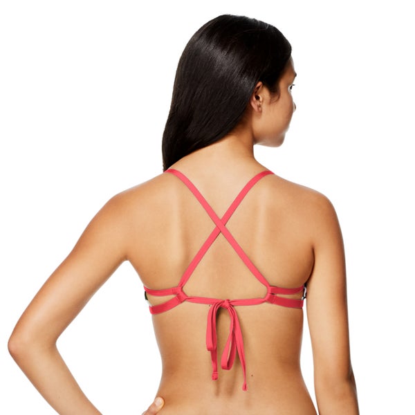 Speedo Women's Printed Tie Back Keyhole Bikini Top Black