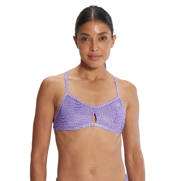speedo Women's Printed Tie Back Keyhole Bikini Top Purple