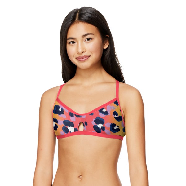 speedo Women's Printed Tie Back Keyhole Bikini Top Red