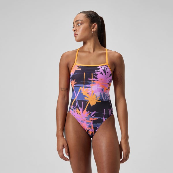 speedo Women's Printed Web Back One Piece Black/Pink