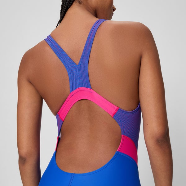 Speedo Women's Quantum Rib Splice One Piece Blue/Pink