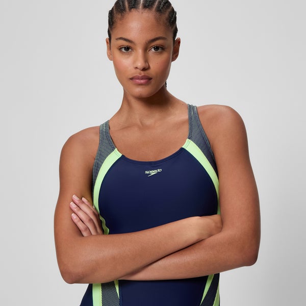 Speedo Women's Quantum Rib Splice One Piece Navy/Green