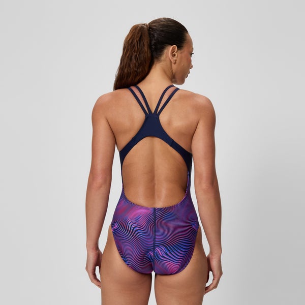 Speedo Women's Quantum Splice Printed One Piece Purple/Navy