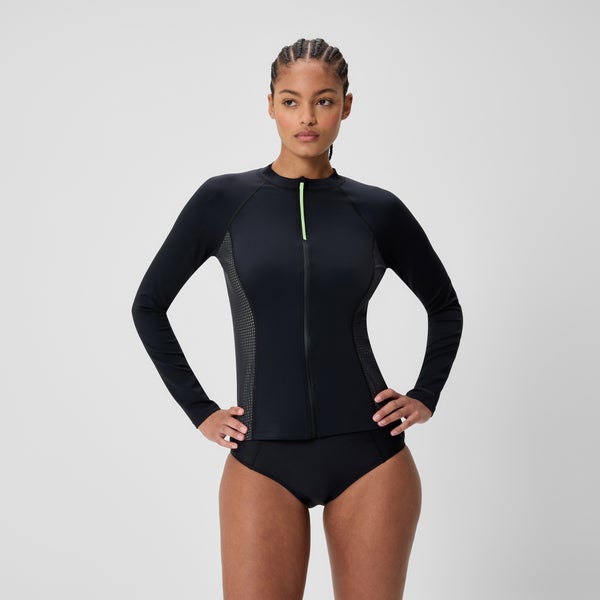 speedo Women's Scuba Flex Long Sleeve Rashguard Black/Green