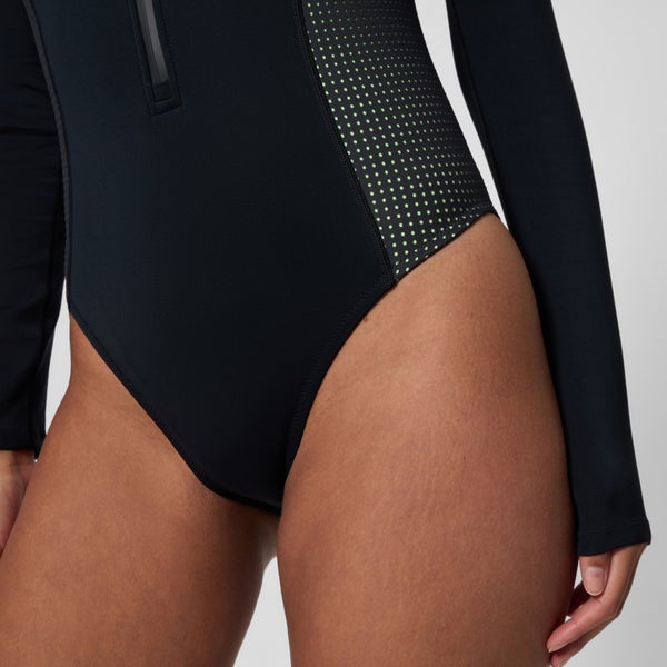Speedo Women's Scuba Flex Long Sleeve Zip One Piece Black/Green