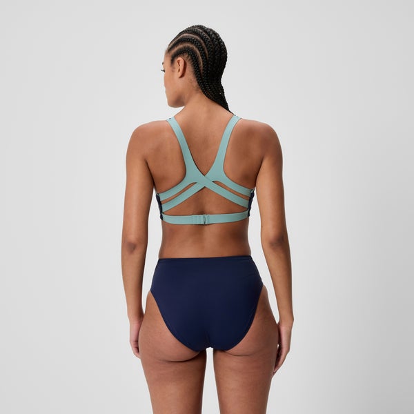 Speedo Women's Sculpture Boom Back Bikini Top Navy/Green