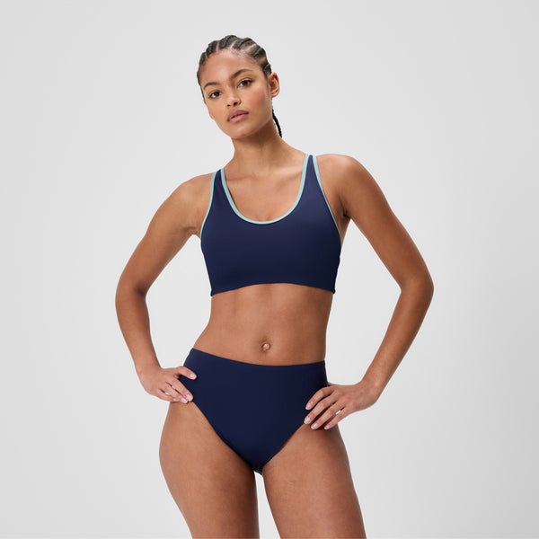 speedo Women's Sculpture Boom Back Bikini Top Navy/Green