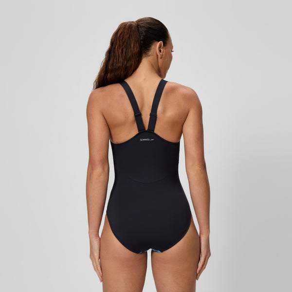 Speedo Women's Sculpture High Neck Contour One Piece Blue/Black