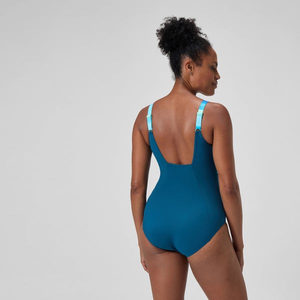 Speedo Women's Shaping Contour Eclipse Printed One Piece Blue