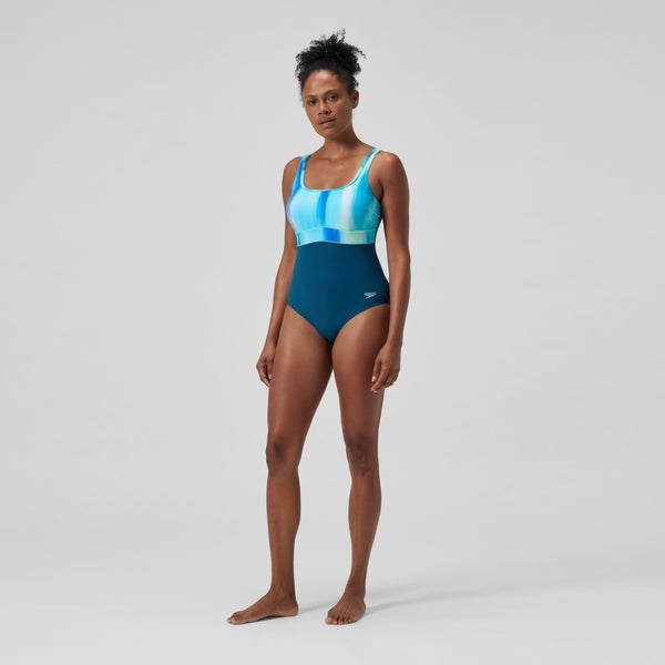 Speedo Women's Shaping Contour Eclipse Printed One Piece Blue