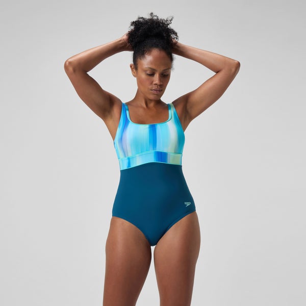 speedo Women's Shaping Contour Eclipse Printed One Piece Blue