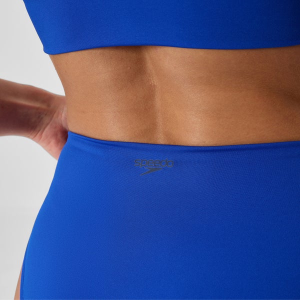 Speedo Women's Solid Cheeky High Waist Bottoms Blue