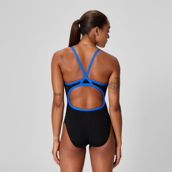 Speedo Women's Solid Flyback Training One Piece Black/Blue