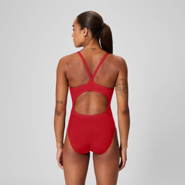 Speedo Women's Solid Flyback Training One Piece Red