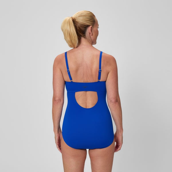 Speedo Women's Solid Shirred Adjustable One Piece Blue