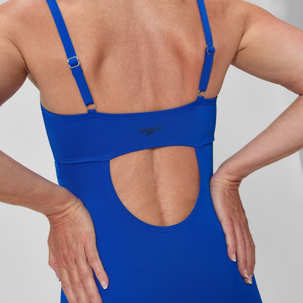 Speedo Women's Solid Shirred Adjustable One Piece Blue