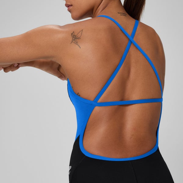 Speedo Women's Spark Splice Crossback One Piece Black