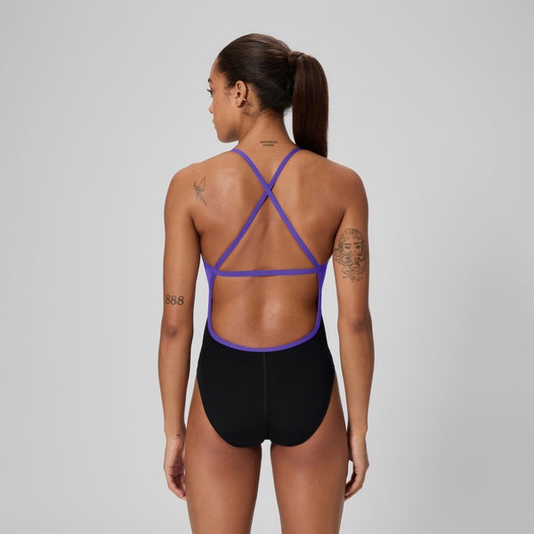 Speedo Women's Spark Splice Crossback One Piece Purple