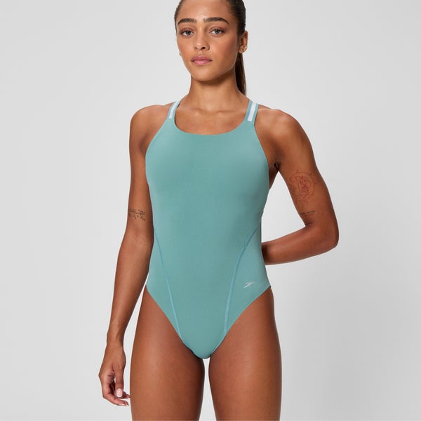 speedo Women's Vanquisher Performance Back One Piece Storm Green