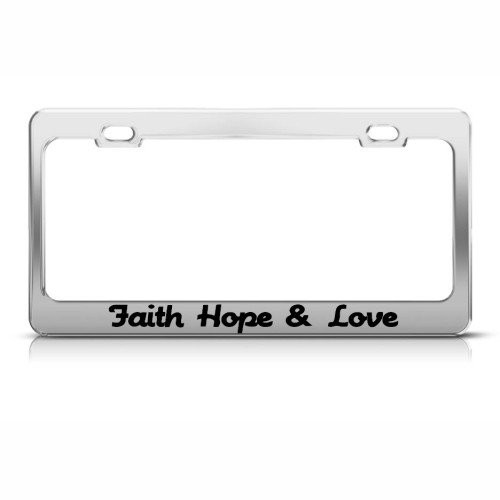 speedy pros Speedy Pros Faith Hope Love Metal License Plate Frame Tag Holder