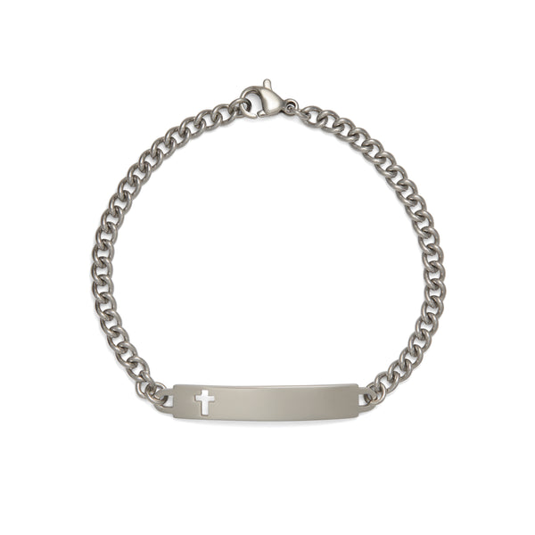 Speidel Children’s ID Bracelet With Cut Out Cross Plaque