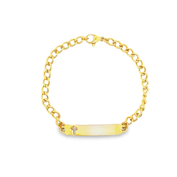 Speidel Children’s ID Bracelet With Cut Out Cross Plaque