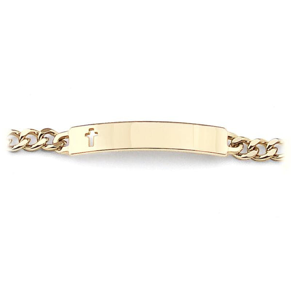 Speidel Ladies’ ID Bracelet With Cut Out Cross Plaque Silver Or Gold Tone