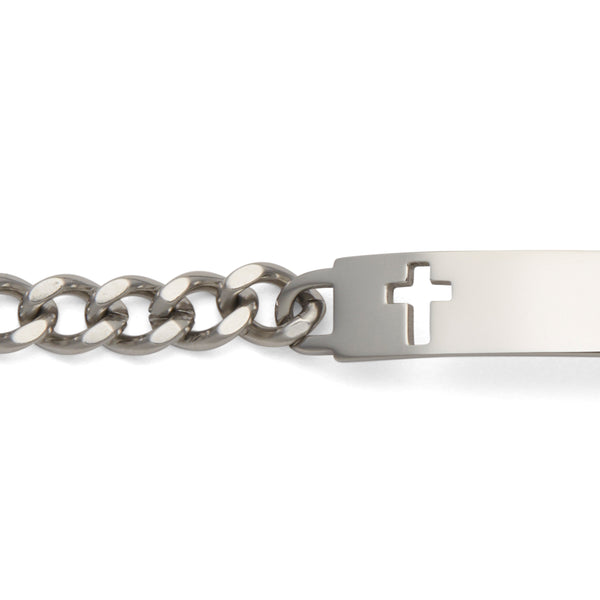 speidel Ladies’ ID Bracelet with Cut Out Cross Plaque Silver or Gold Tone