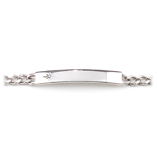 Speidel Ladies’ ID Bracelet With Etched Star And Crystal Plaque Silver Tone