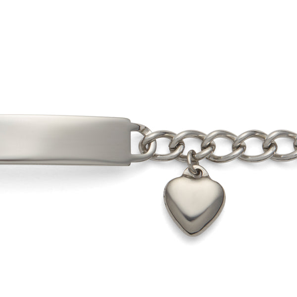 Speidel Ladies’ ID Bracelet With Heart Cut Out Plaque And Heart Charm