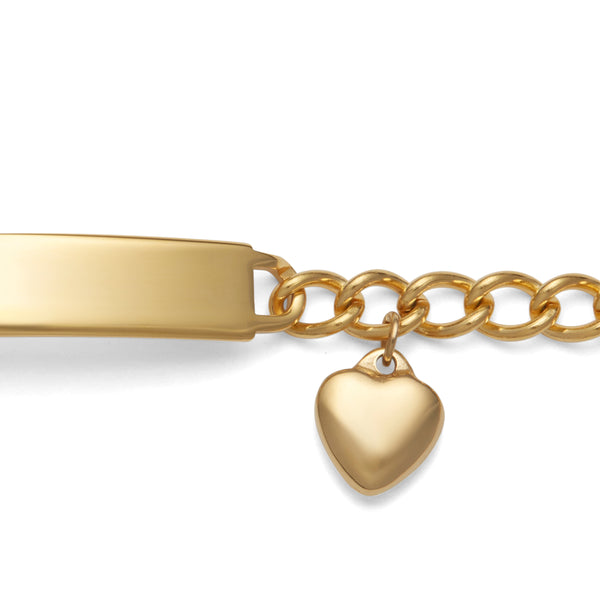 speidel Ladies’ ID Bracelet with Heart Cut Out Plaque and Heart Charm