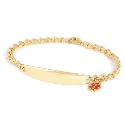 Speidel Ladies Stainless Steel ID Bracelet W/ Engravable Plaque And Dangling Medilog™ Charm