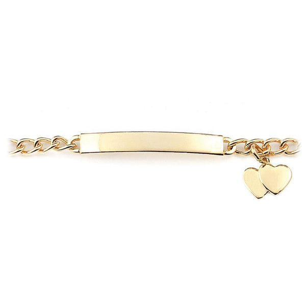 Speidel My First ID Bracelet With Plaque And Double Heart Charm Silver & Gold Tone