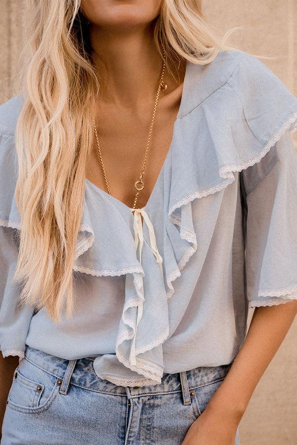 Spell Bluebird Ruffle Blouse