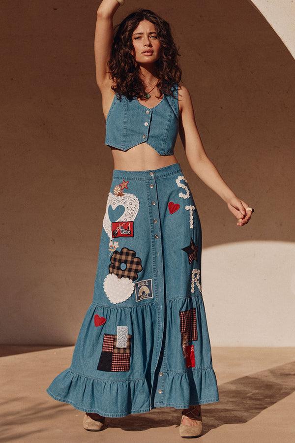 Spell Bombshell Patchwork Skirt
