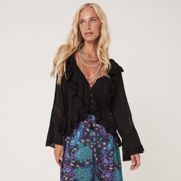 spell Fleur Lace Frill Blouse