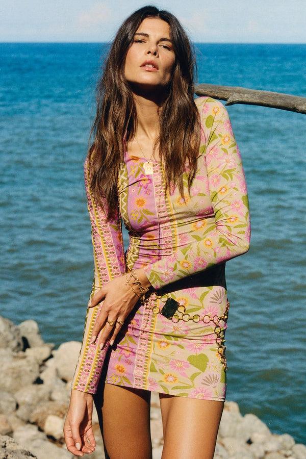 spell Goldie Shimmer Mini Dress