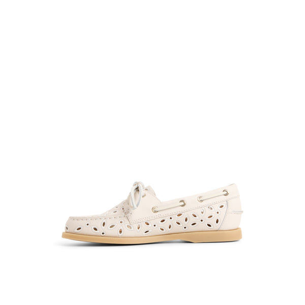Sperry Top Sider Authentic Original™ 2 Eye Embroidered Boat Shoe Cream