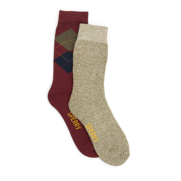 sperry top sider Mens 2-Pack Boot Socks Brown multi