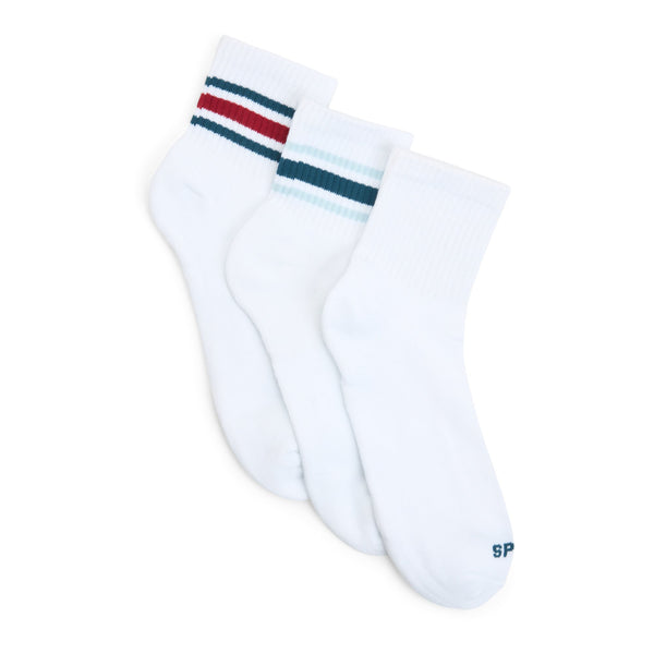 Sperry Top Sider Mens 3-Pack Quarter Socks Red Multi