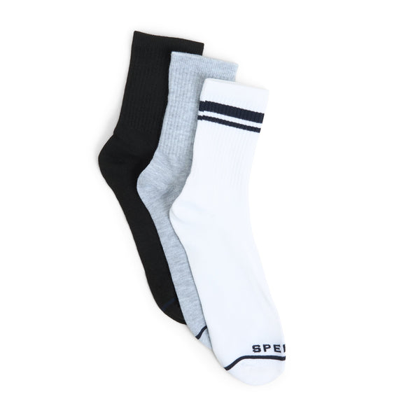 sperry top sider Mens 3-Pack Short Crew Socks White multi