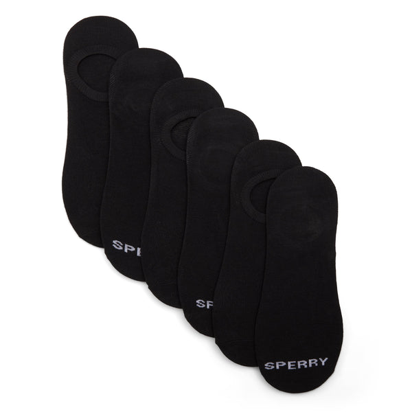 sperry top sider Mens 6-pack Liner Socks Black