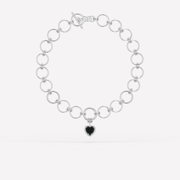 spinelli kilcollin Titan Heart Silver Noir Linked Necklace