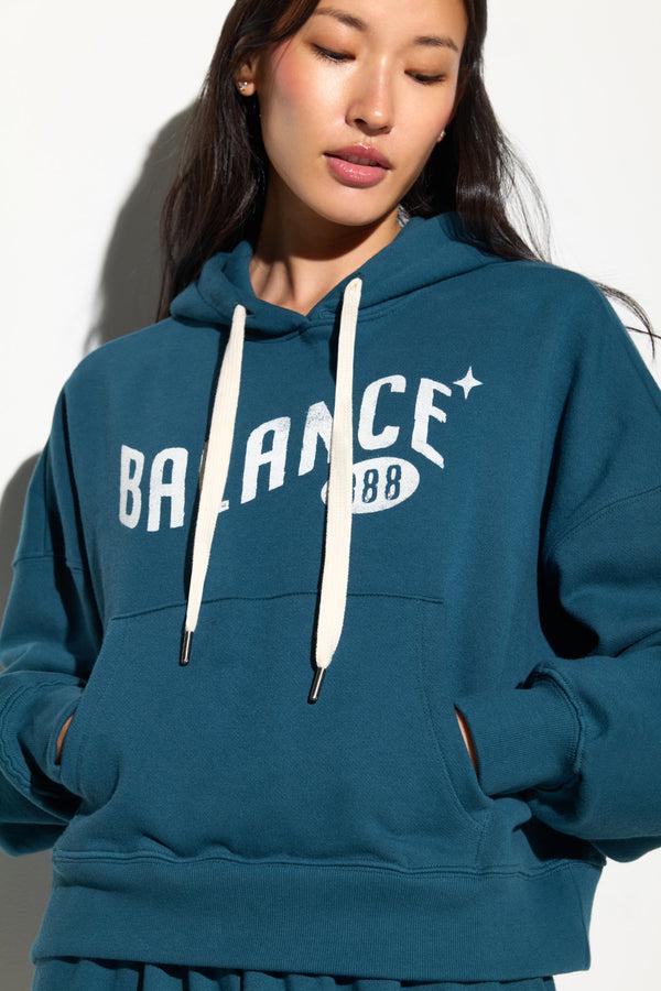 Spiritual Gangster Balance Olsen Cropped Hoodie MIDNIGHT TEAL