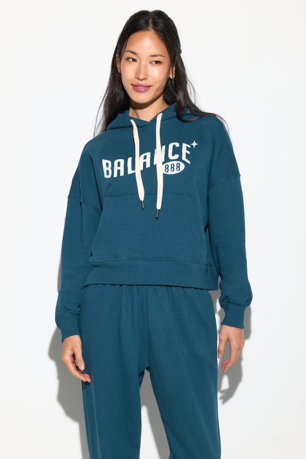 spiritual gangster Balance Olsen Cropped Hoodie MIDNIGHT TEAL