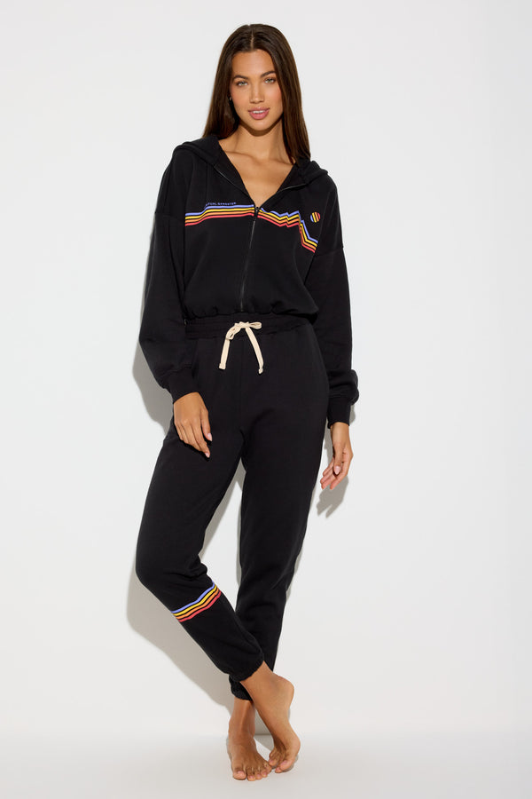 spiritual gangster Cali Stripe Apres Jumpsuit BLACK
