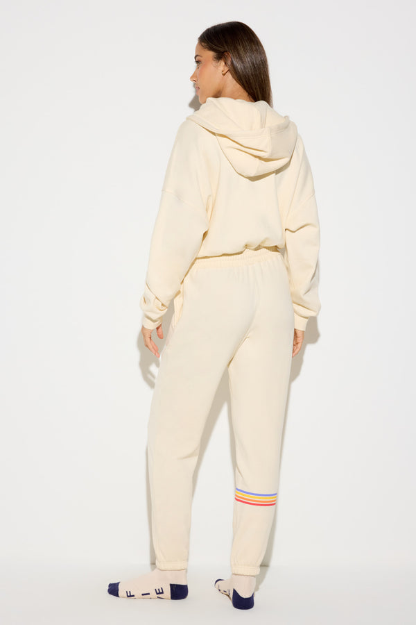 Spiritual Gangster Cali Stripe Apres Jumpsuit WINTER WHITE
