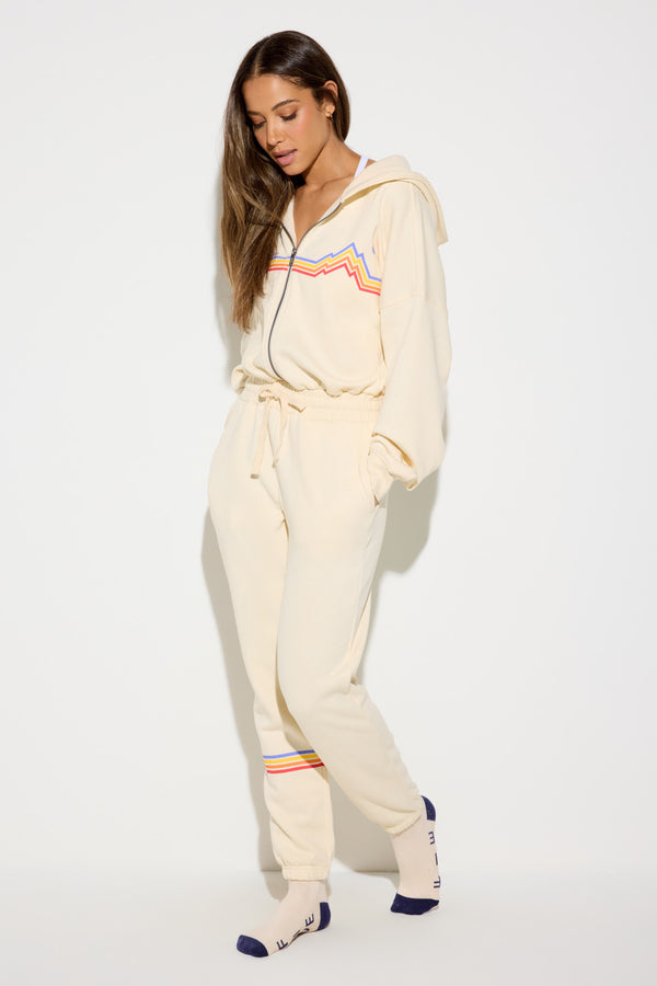 Spiritual Gangster Cali Stripe Apres Jumpsuit WINTER WHITE