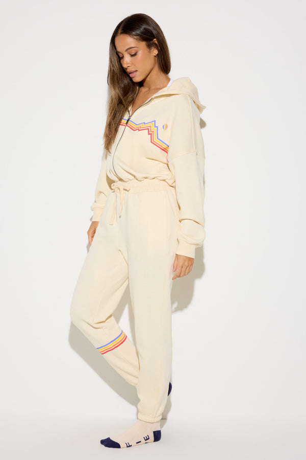 Spiritual Gangster Cali Stripe Apres Jumpsuit WINTER WHITE