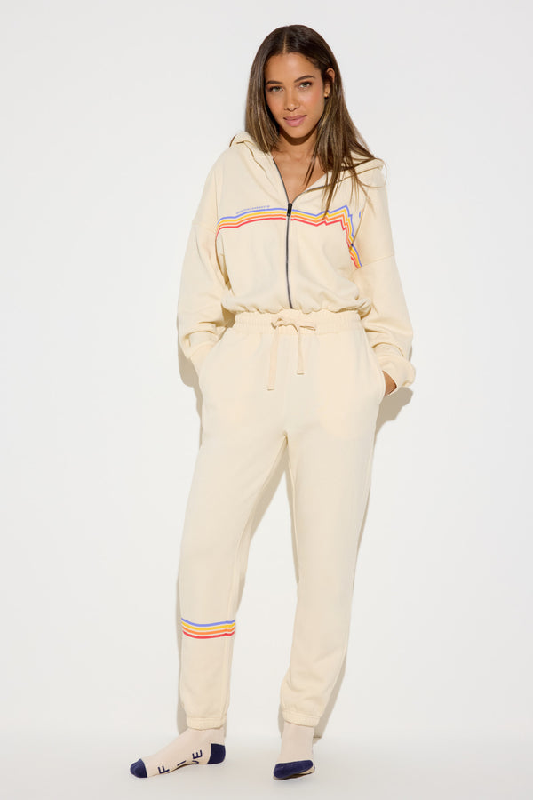 spiritual gangster Cali Stripe Apres Jumpsuit WINTER WHITE